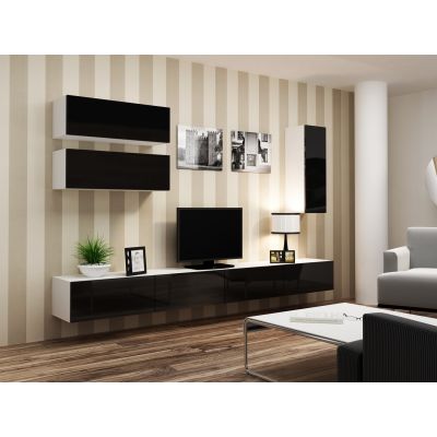 15. TV-Schrank VIGO '140' 30/140/40 weiß/schwarz glänzend