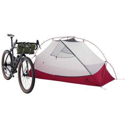 9. MSR Hubba Hubba Bikepack 1-Personen-Dreieckszelt, grün, rot, weiß