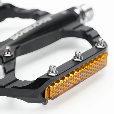 8. Rockbros C700 Reflektierende Aluminium-Plattform-Fahrradpedale – Schwarz