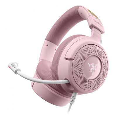 4. Razer Kraken V4 X – Pikachu & Eevee Edition Kabelgebundenes Gaming-Headset mit Kopfbügel, USB Typ-C / USB Typ-A, Pink