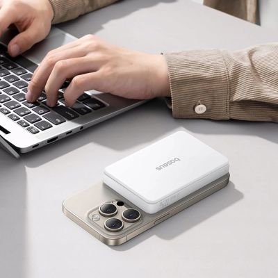 3. Baseus Airpow II 10000 mAh Qi2 Powerbank mit MagSafe 22,5 W mit Baseus Simple Series USB-C-Kabel – USB-C 20 V/3 A (30 cm) – Weiß