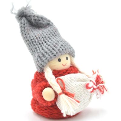 2. Dekorative Puppe mit Tasche, rotes Mädchen, 7,5 cm