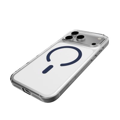 10. Puro Lite Mag TPU+PC Hülle kompatibel mit MagSafe für iPhone 17 Pro - Transparent mit blauem Ring