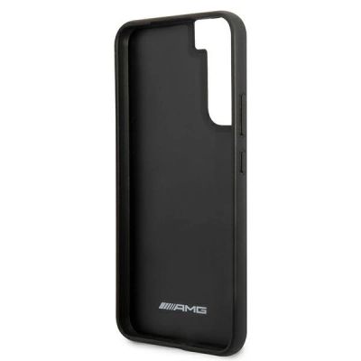 7. AMG Lederhülle mit geprägten Linien für Samsung Galaxy S22+ – Schwarz