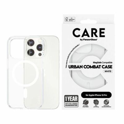 CARE by PanzerGlass Urban Combat Case MagSafe Hülle für iPhone 15 Pro – weiß