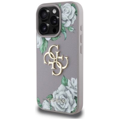 2. Guess Grained Roses Big 4G Logo iPhone 16 Pro Max Hülle - Lila