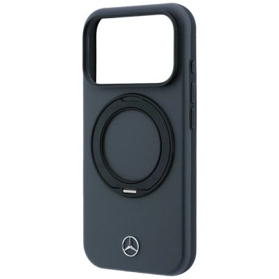 6. Mercedes Lederhülle mit Ringständer und MagSafe-Funktion für iPhone 18 Pro / 17 Pro – Dunkelgrau