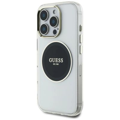 2. Guess IML Metal Colored Circle Classic Logo MagSafe Case für iPhone 16 Pro Max - Schwarz