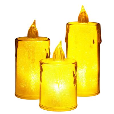 28. Dekorative Kerze, 8 cm, bernsteinfarben, warmweiß, 1 LED