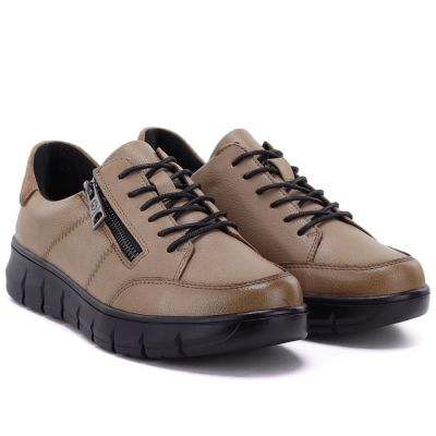 4. Damen-Plateauschuhe aus beigefarbenem Leder, Modell Vinceza 133130