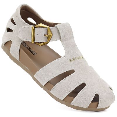 Beige Damen-Ledersandalen Artiker 58C0328
