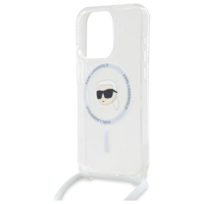 5. Karl Lagerfeld Crossbody IML Karl Head Magsafe Hülle für iPhone 16 Pro Max – transparent