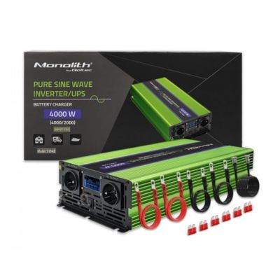 5. QOLTEC Monolith-Spannungswandler | Batterieladung | USV | 2000 W | 4000 W | 12 V auf 230 V | Reiner Sinus | LCD