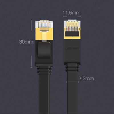 25. Ugreen Internet Netzwerkkabel Ethernet Patchkabel RJ45 Cat 7 STP LAN 10 Gbps 3m Schwarz (NW106 11262)