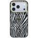 3. Guess IML Zebra Glitter Triangle Logo MagSafe Hülle für iPhone 18 Pro / 17 Pro - Silber