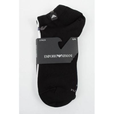 5. Emporio Armani Calza Knöchelsocken aus Baumwolle, bequem, 3er-Pack, Marineblau, Schwarz, Weiß