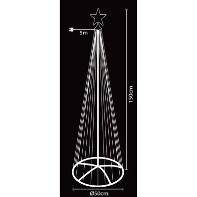 53. DEKORATIVER WEIHNACHTSBAUM 154 LED RGB 150 CM SCHWARZ