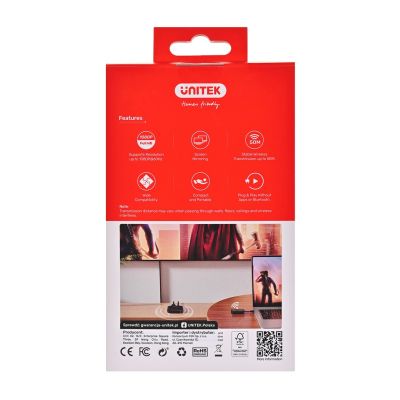 6. UNITEK Drahtloser HDMI-Transmitter bis zu 50 m, USB-C, Schwarz