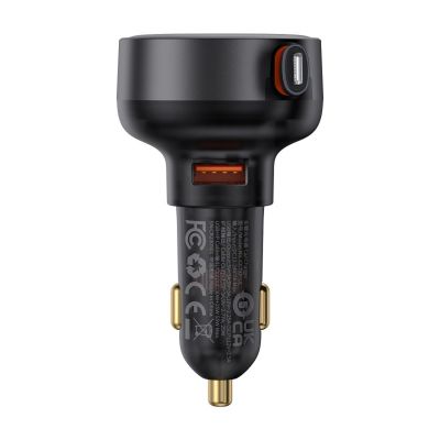 3. Baseus Enjoyment Pro 55W USB-A Kfz-Ladegerät mit einziehbarem Lightning Kabel – Schwarz