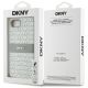 8. DKNY iPhone 16e Hülle mit wiederholtem Texturmuster und farblich abgestimmten Streifen – Beige
