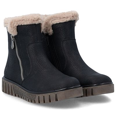 4. Gefütterte schwarze Damen-Ankle-Boots Rieker Y3481-01