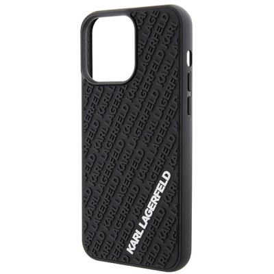 6. Karl Lagerfeld 3D Rubber Multi Logo Hülle für iPhone 15 Pro Max – Schwarz