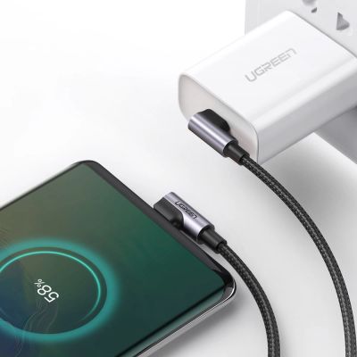 6. Ugreen US323 abgewinkeltes USB-C – USB-C PD QC SCP 3A 480 Mbit/s Kabel 1 m – Grau