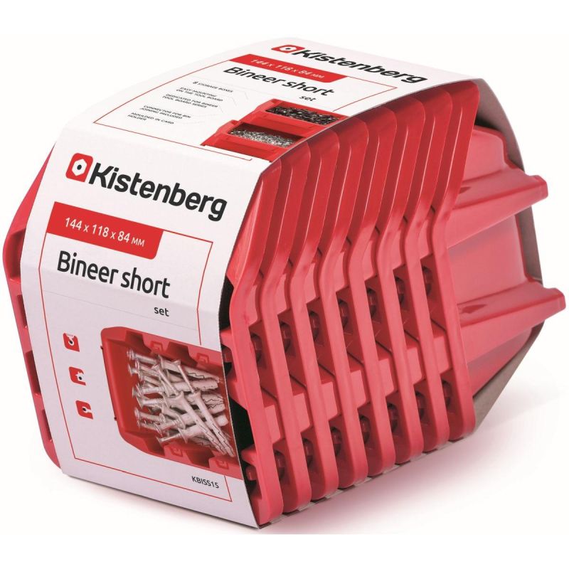 43. BINEER KURZES WORKSHOP-BEHÄLTERSET 8-TEILIG ROT KISTENBERG