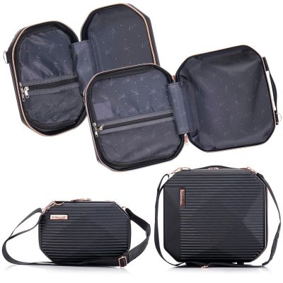 SET KULTURTASCHE + TASCHE ABS T5821-6 SCHWARZ SEMI LINE