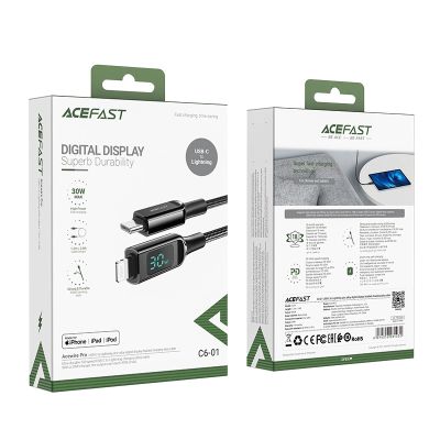 5. Acefast Kabel MFI USB Typ C - Lightning 1,2m, 30W, 3A schwarz (C6-01 Black)