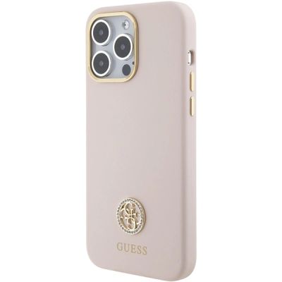 2. Guess Silicone Logo Strass 4G Case für iPhone 15 Pro Max - Rosa