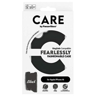 4. CARE by PanzerGlass Fashion Case mit MagSafe für iPhone 16 - Schwarz