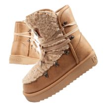 D.Franklin Damen Winter Schneestiefel, modisches Fellfutter, braun beige