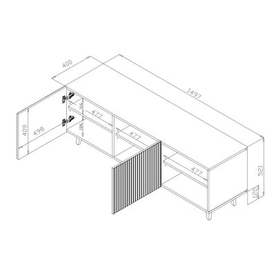 3. TV-Schrank PAFOS 150x40x52 schwarz matt