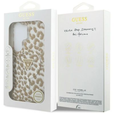 8. Guess IML Leopard Print Dreieckige MagSafe Hülle für Samsung Galaxy S26 Ultra - Braun
