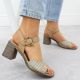 8. Damen-Sandalen mit Flechtoptik und Blockabsatz, beige M.Daszyński MR24125-4