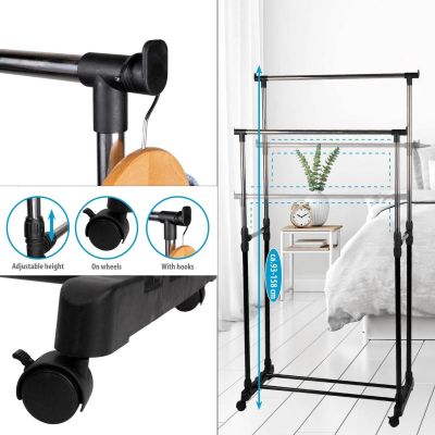 2. Kleiderbügel für Kleiderschrank/Ankleidezimmer 75x42x93-158cm ALPINA