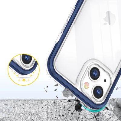 6. Klare 3in1 Hülle für iPhone 13 Mini Gel Cover mit Rahmen blau