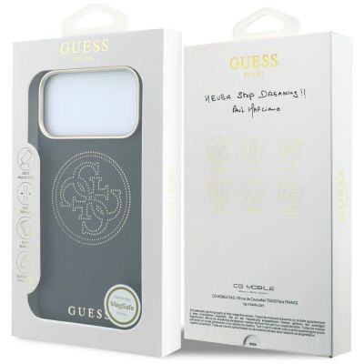 8. Guess Perforierte 4G Gold Logo Magsafe Hülle für iPhone 17 Pro / 18 Pro - Schwarz
