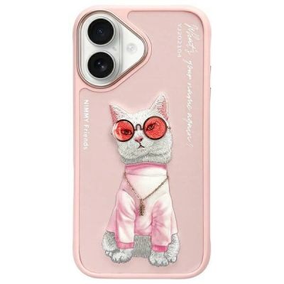 Nimmy Glasses Cool Cat iPhone 16 Hülle - Rosa