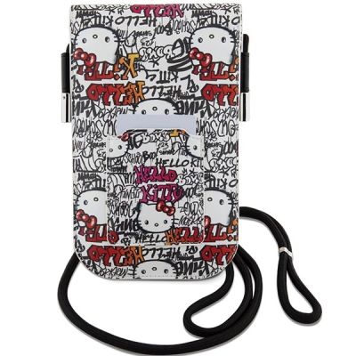 4. Hello Kitty Leather Tags Graffiti Cord-Tasche – Beige