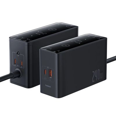 3. Baseus Digital GaN 3xUSB-C 1xUSB-A 240W Wandladegerät mit Netzkabel – Schwarz