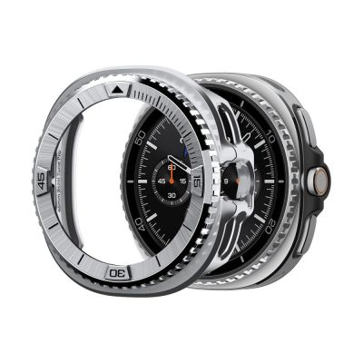 Spigen Bezel Tune Pro Pilot Cover für Samsung Galaxy Watch 8 Classic 46 mm – Silber