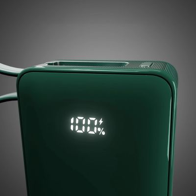 8. Powerbank SBS 10000 mAh 20W mit integriertem USB-C-Kabel und Digitalanzeige - grün