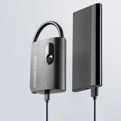 12. Rockbros L1 Mini-Akkupumpe, 70 psi Kompressor, 200 mm Schrader-Schlauchlänge – Schwarz