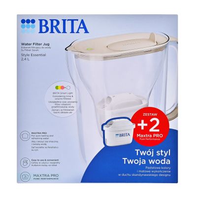 Brita Style Essential Filterkanne + 2 MaxtraPro PP-Kartuschen (2,4 l; Sand)