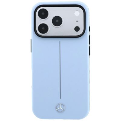3. Mercedes Leder-Halbhülle mit ikonischer MagSafe-Linie für iPhone 18 Pro / 17 Pro – Blau