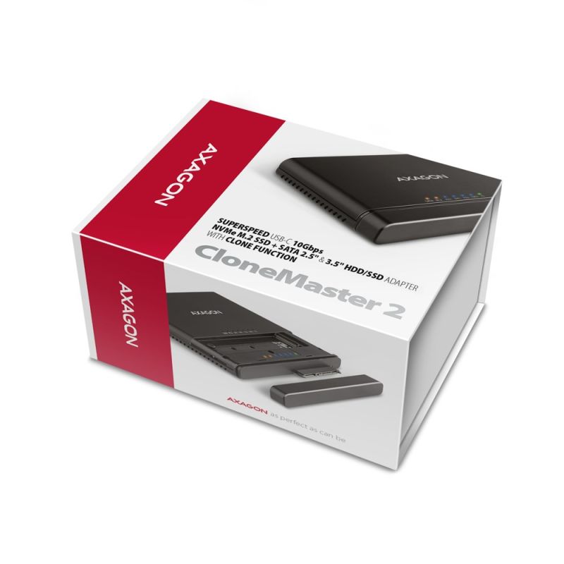 10. Axagon ADSA-CC USB-C 10 Gbit/s – NVMe M.2 SSD & SATA 2,5/3,5 SSD/HDD CLONE MASTER 2 – Digital/Daten – NVMe USB 3.2 Gen 2 (3.1 Gen 2) Typ-C Schwarz