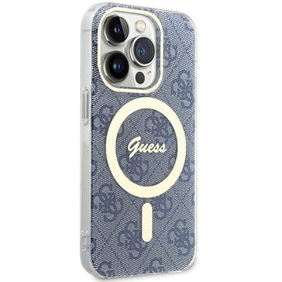 4. Guess IML 4G MagSafe Hülle für iPhone 15 Pro – blau