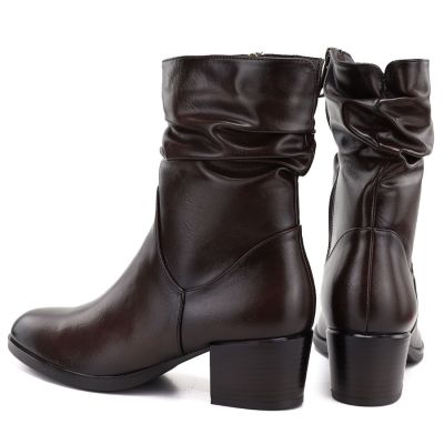 5. Damen-Ankle-Boots mit hohem Absatz und gerafftem Schaft, braun, Vinceza 58682